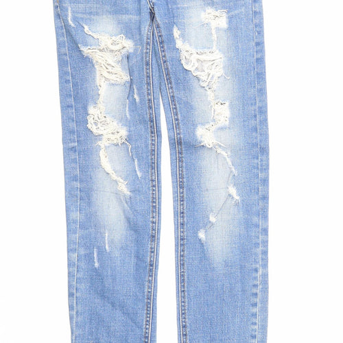 Best Mountain Womens Blue Cotton Straight Jeans Size 6 Regular Zip