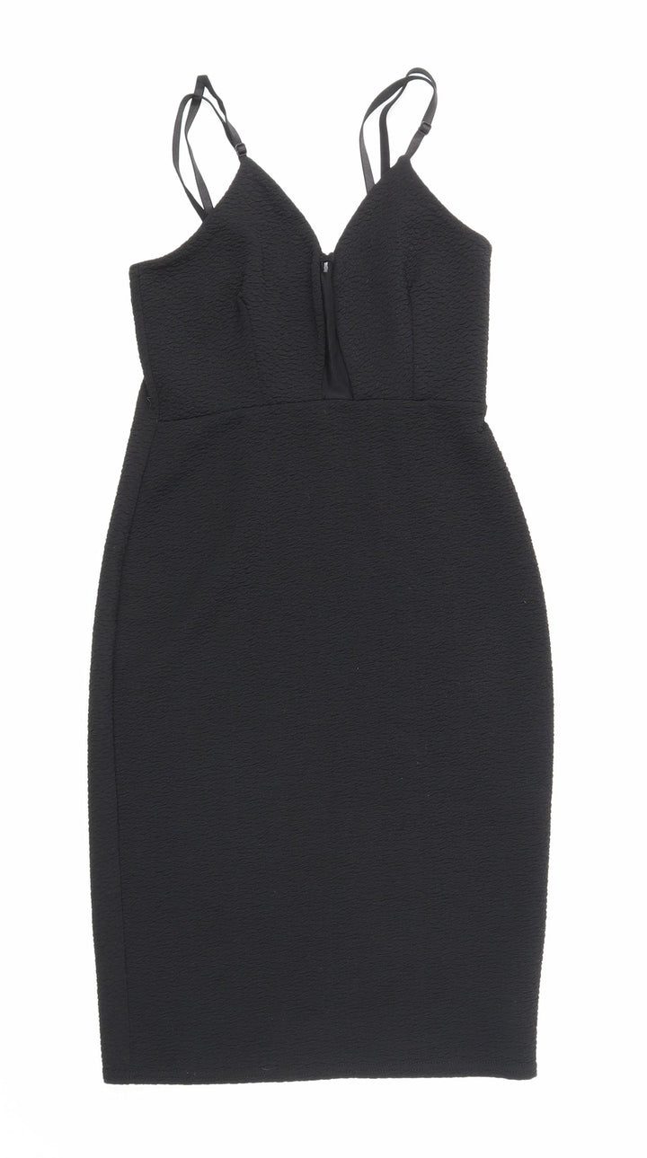 New Look Womens Black Polyester Bodycon Size 10 V-Neck Pullover