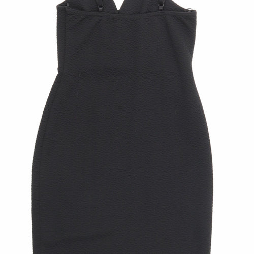 New Look Womens Black Polyester Bodycon Size 10 V-Neck Pullover