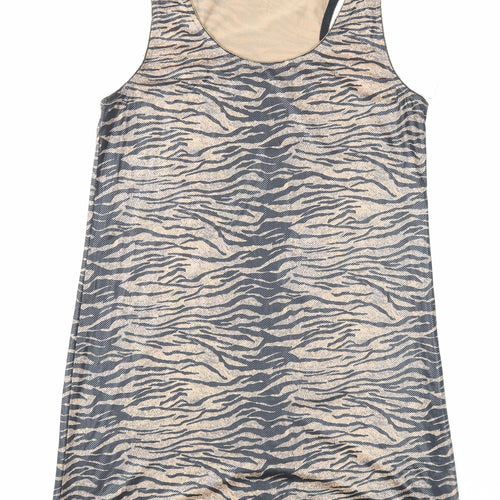 Lexxury Womens Brown Animal Print Cotton A-Line Size S Round Neck Pullover - Tiger Pattern