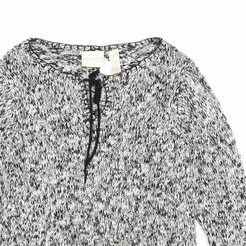 First Issue Womens Black Round Neck Acrylic Pullover Jumper Size M