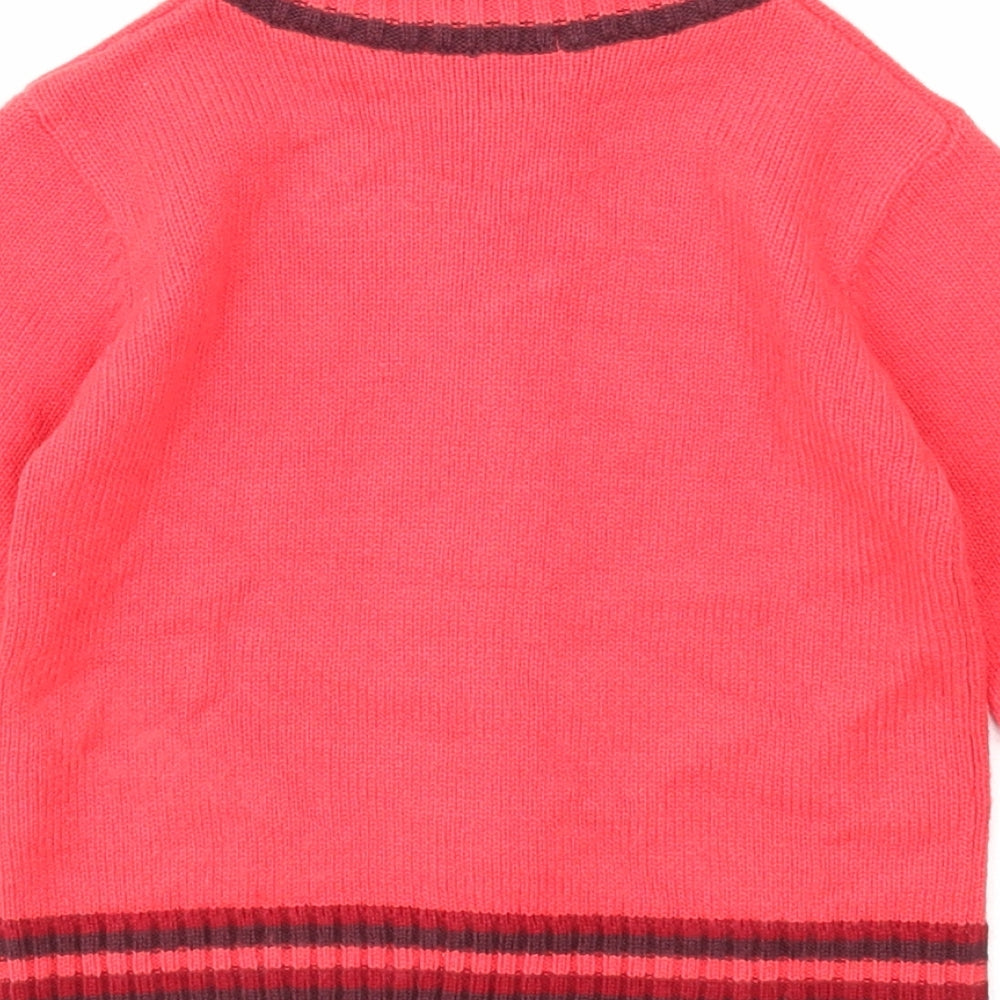 Okaidi Boys Red High Neck Acrylic Full Zip Jumper Size 4 Years Zip - Campus