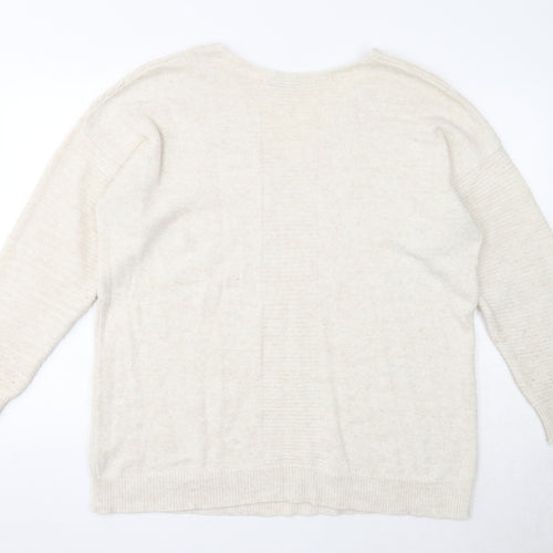 Topshop Womens Beige V-Neck Acrylic Pullover Jumper Size 12