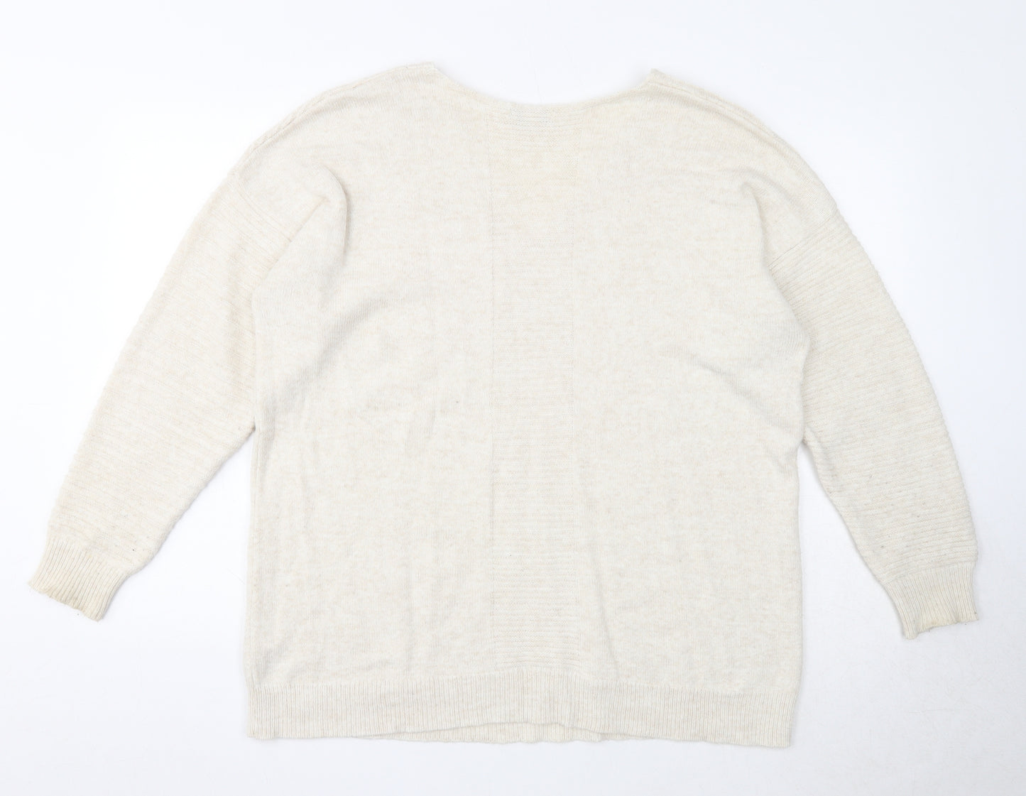 Topshop Womens Beige V-Neck Acrylic Pullover Jumper Size 12