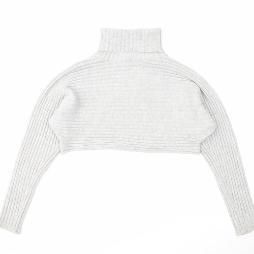 New Look Womens Grey Roll Neck Acrylic Pullover Jumper Size M