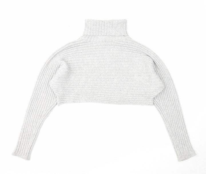 New Look Womens Grey Roll Neck Acrylic Pullover Jumper Size M