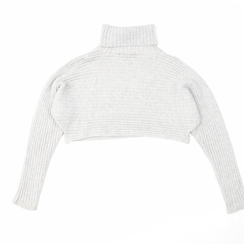 New Look Womens Grey Roll Neck Acrylic Pullover Jumper Size M