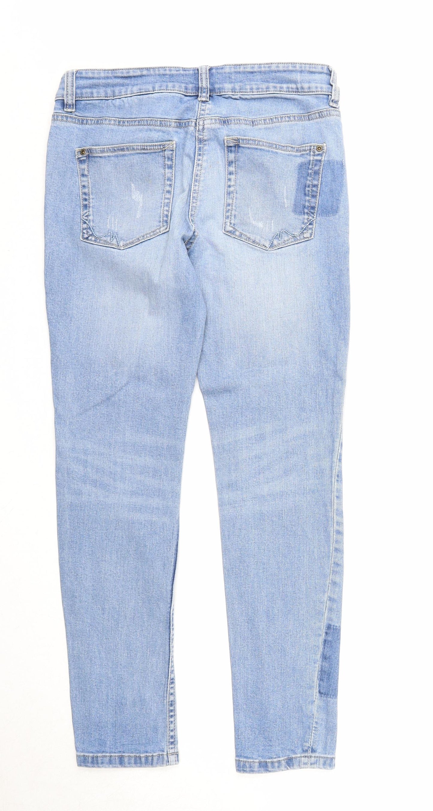 NEXT Womens Blue Cotton Straight Jeans Size 10 Regular Zip