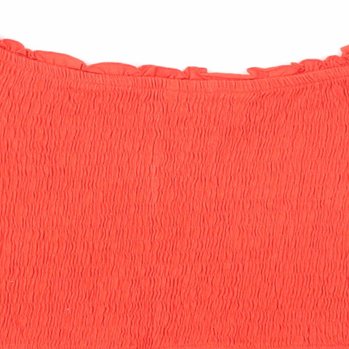 New Look Womens Orange Cotton Cropped Blouse Size 14 Off the Shoulder - Shirred