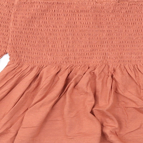 New Look Womens Beige Cotton Basic Blouse Size 8 Off the Shoulder - Shirred