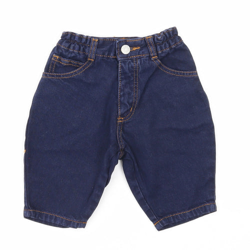 NEXT Boys Blue Cotton Capri Jeans Size 3-6 Months Zip