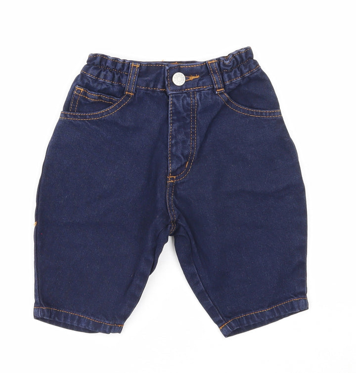 NEXT Boys Blue Cotton Capri Jeans Size 3-6 Months Zip