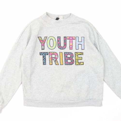 Divided by H&M Womens Grey Cotton Pullover Sweatshirt Size L Pullover - Youth Vibe