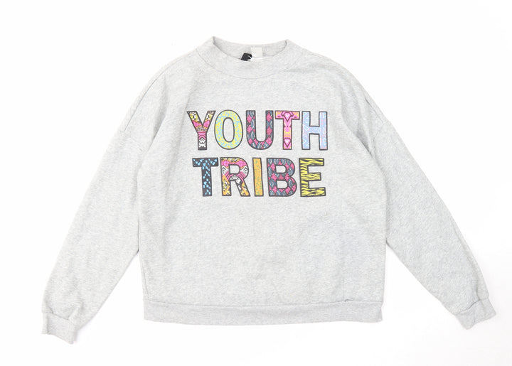 Divided by H&M Womens Grey Cotton Pullover Sweatshirt Size L Pullover - Youth Vibe