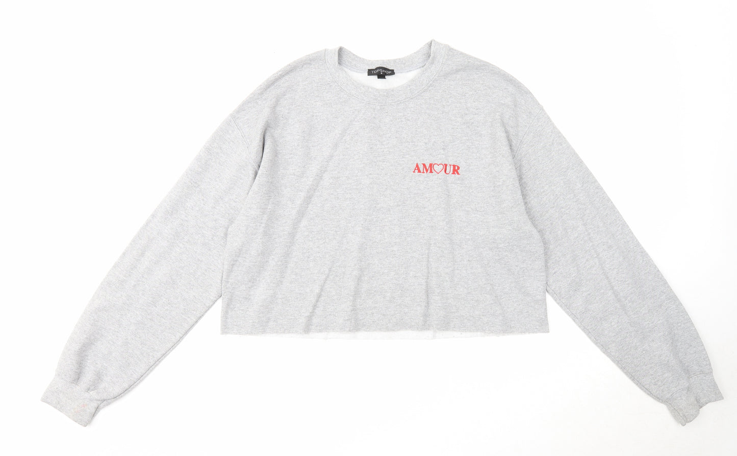 Topshop Womens Grey Cotton Pullover Sweatshirt Size M Pullover - Amour