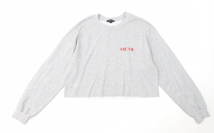 Topshop Womens Grey Cotton Pullover Sweatshirt Size M Pullover - Amour