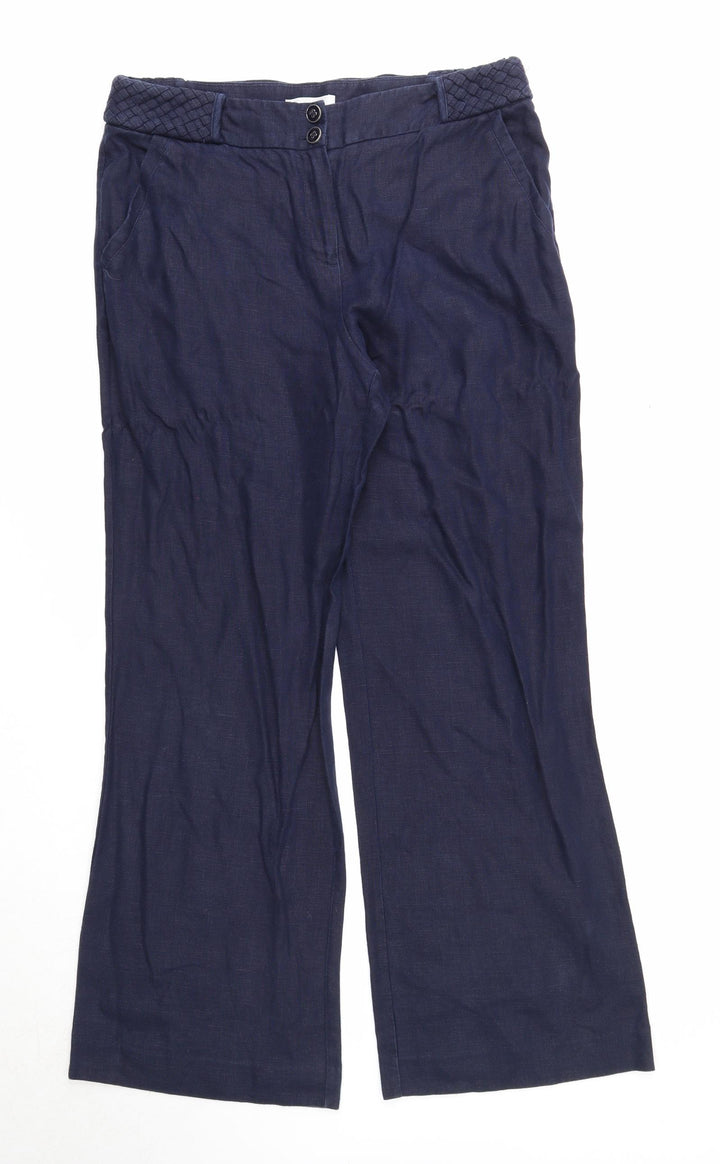 Per Una Womens Blue Polyester Trousers Size 14 Regular Zip