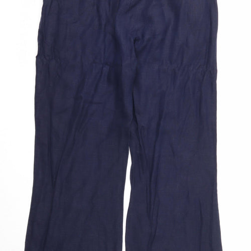 Per Una Womens Blue Polyester Trousers Size 14 Regular Zip