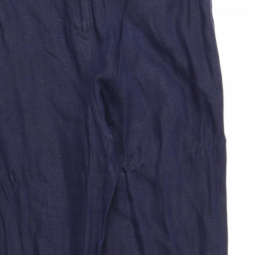 Per Una Womens Blue Polyester Trousers Size 14 Regular Zip