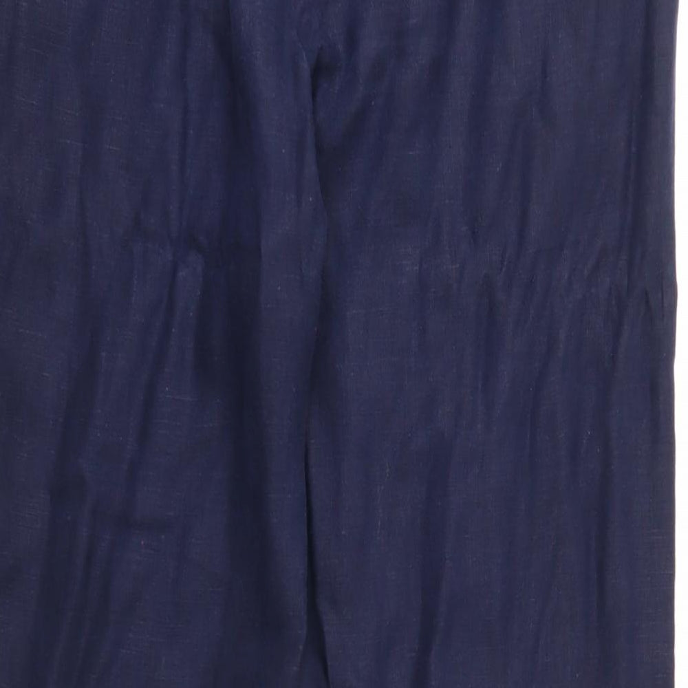 Per Una Womens Blue Polyester Trousers Size 14 Regular Zip