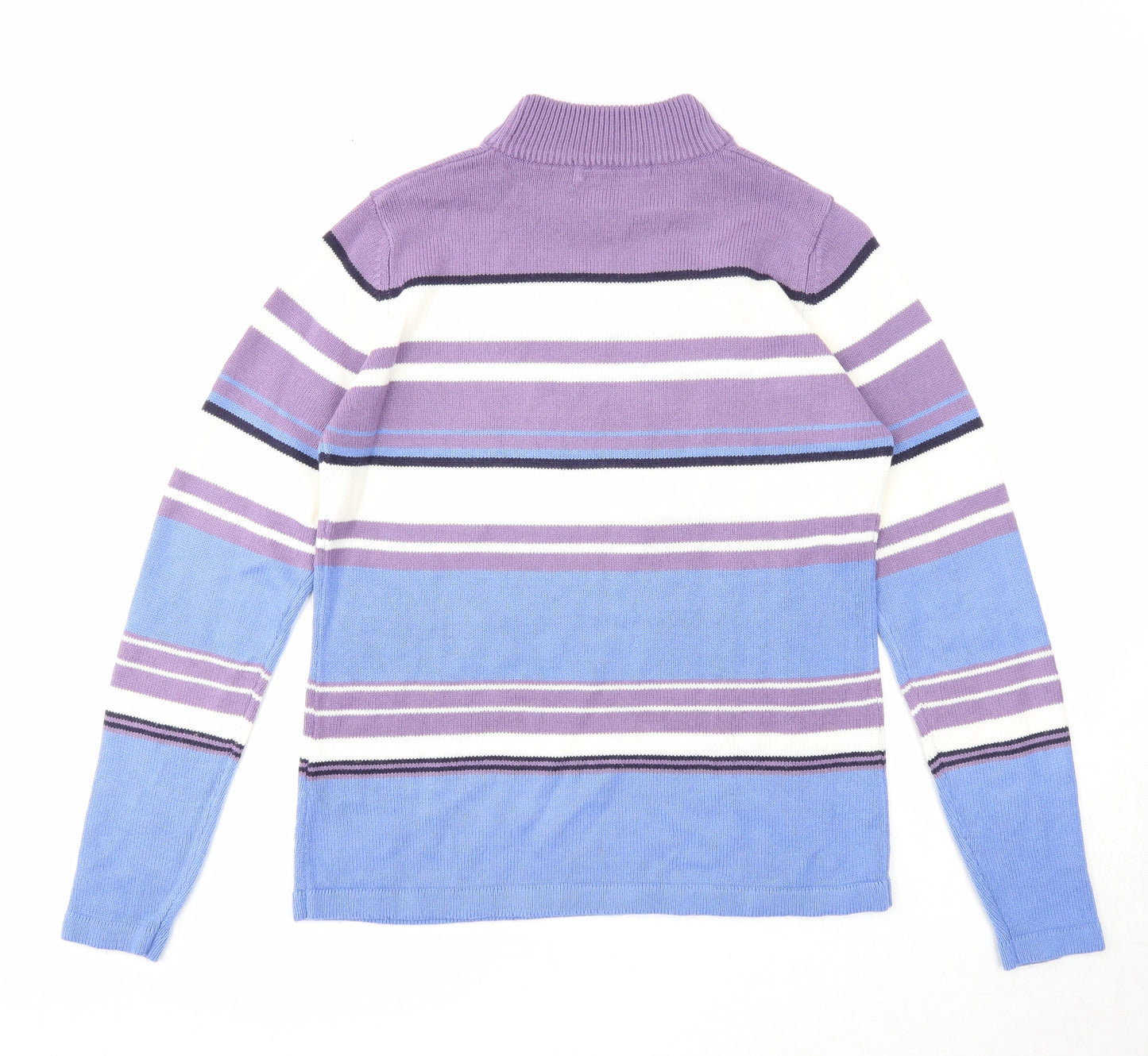 EWM Womens Multicoloured Mock Neck Striped Acrylic Pullover Jumper Size 10