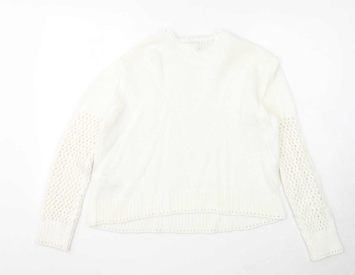 Lipsy Womens White Round Neck Acrylic Pullover Jumper Size 12