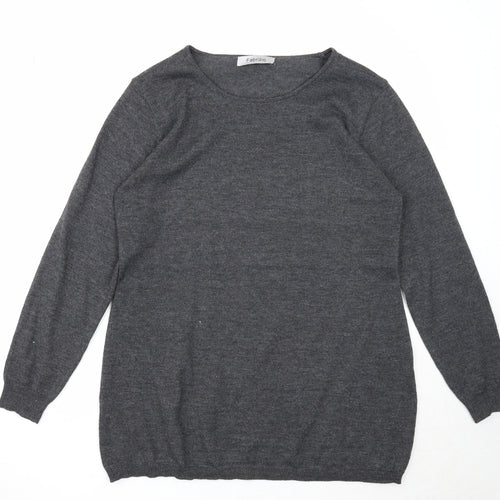 Fabrizio Mens Grey Round Neck Acrylic Pullover Jumper Size S Long Sleeve
