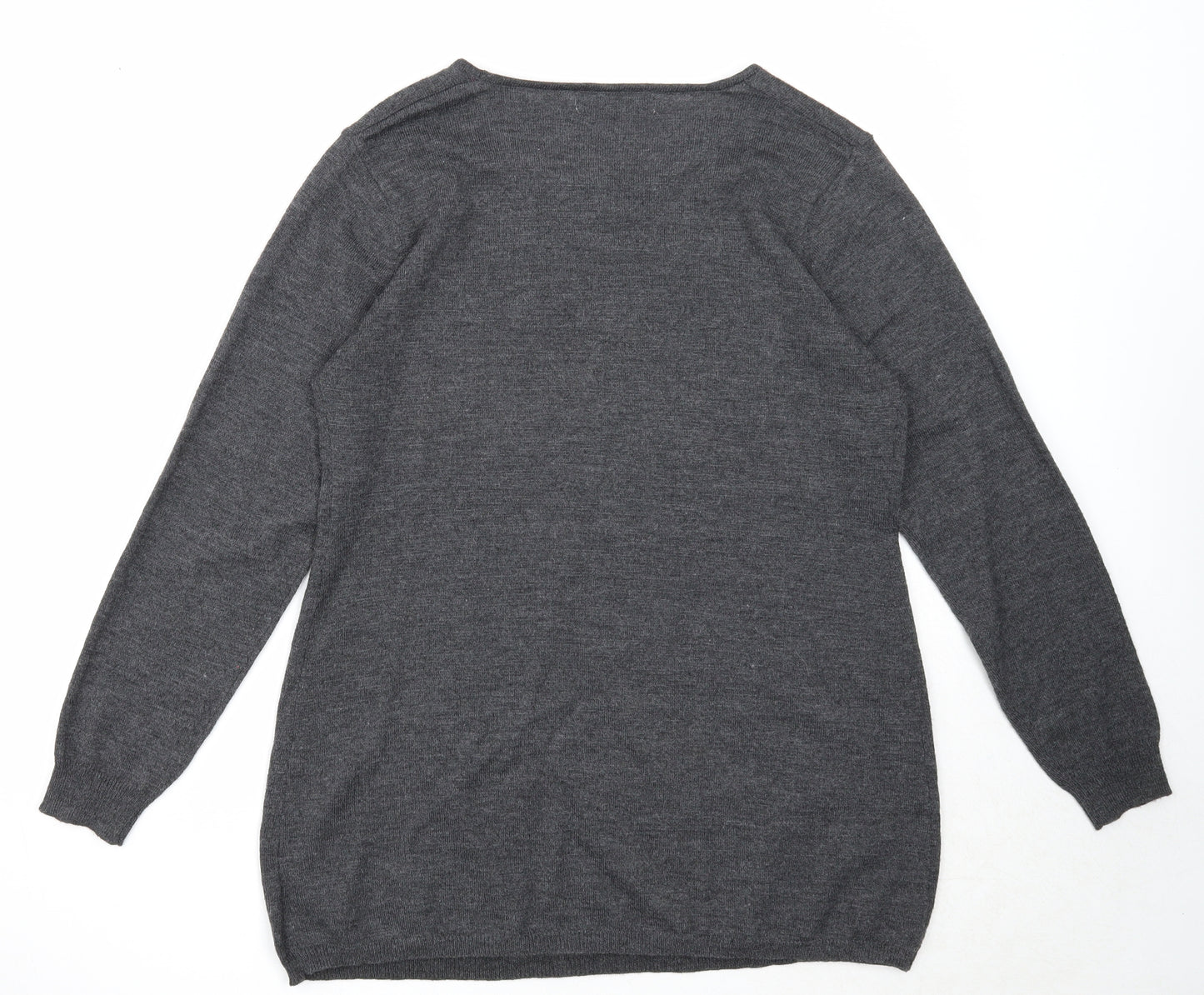 Fabrizio Mens Grey Round Neck Acrylic Pullover Jumper Size S Long Sleeve