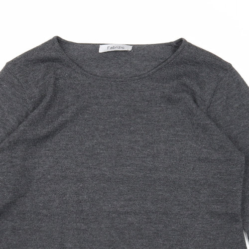 Fabrizio Mens Grey Round Neck Acrylic Pullover Jumper Size S Long Sleeve