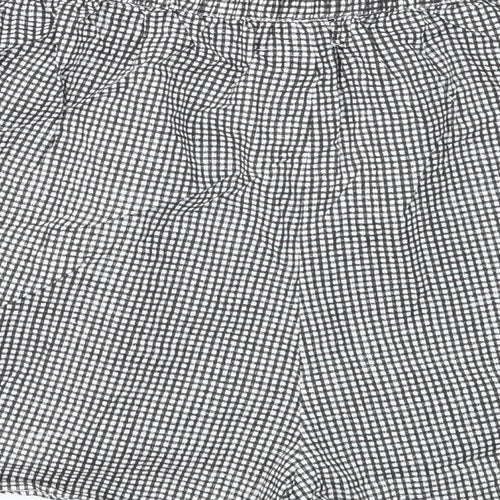 Boohoo Womens Black Check Cotton Basic Shorts Size 8 Regular Drawstring
