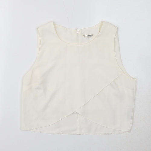 Miss Selfridge Womens White Polyester Basic Tank Size 12 Round Neck