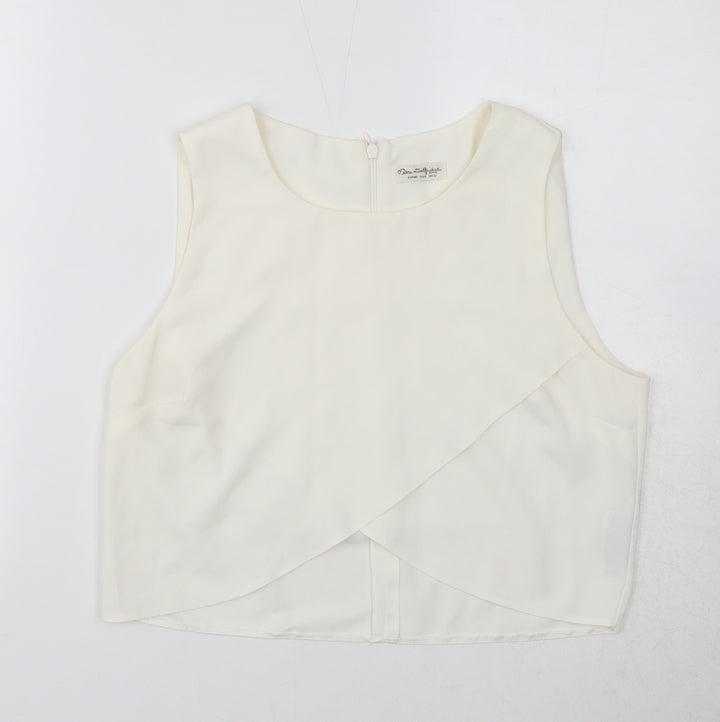 Miss Selfridge Womens White Polyester Basic Tank Size 12 Round Neck