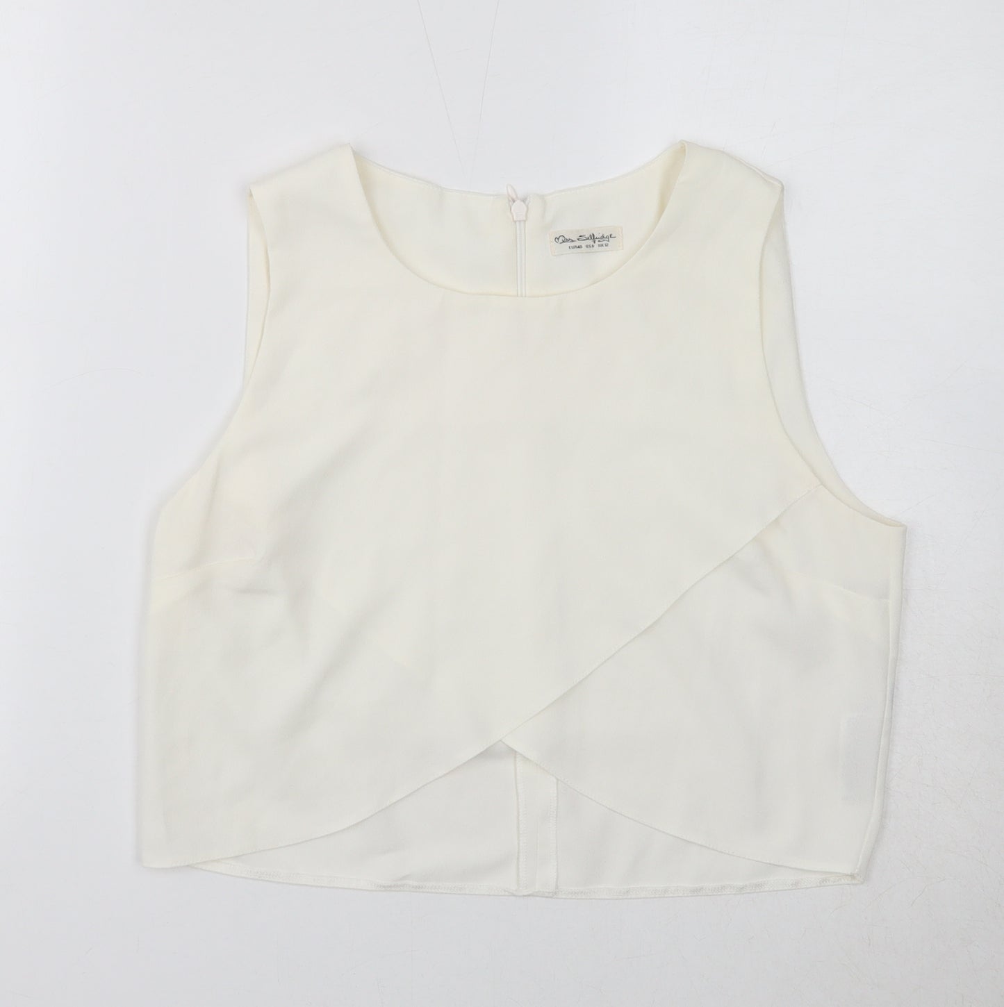 Miss Selfridge Womens White Polyester Basic Tank Size 12 Round Neck