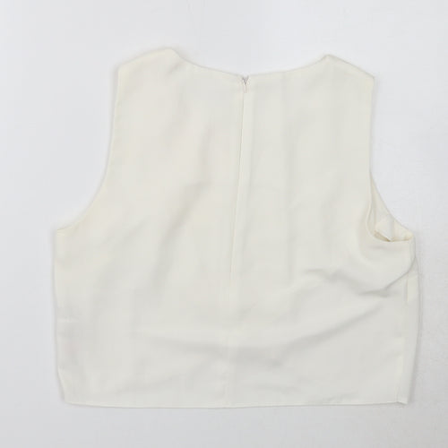 Miss Selfridge Womens White Polyester Basic Tank Size 12 Round Neck
