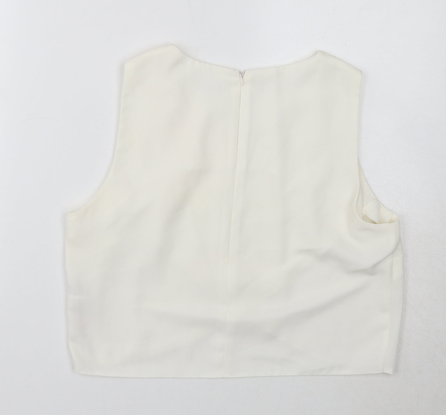 Miss Selfridge Womens White Polyester Basic Tank Size 12 Round Neck