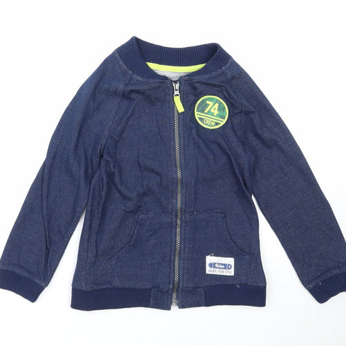 Mothercare Boys Blue Cotton Full Zip Sweatshirt Size 6 Years Zip