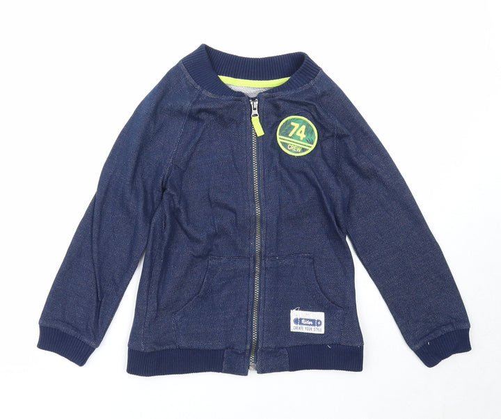 Mothercare Boys Blue Cotton Full Zip Sweatshirt Size 6 Years Zip
