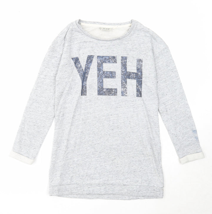 NEXT Girls Grey Cotton Pullover Sweatshirt Size 10 Years Pullover - YEH