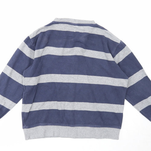 NEXT Boys Blue Round Neck Striped Cotton Pullover Jumper Size 10 Years Pullover