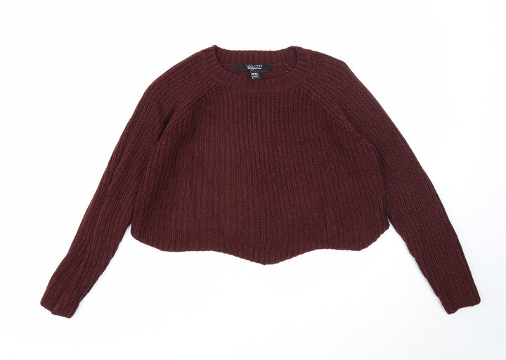 New Look Girls Purple Round Neck Acrylic Pullover Jumper Size 10-11 Years Pullover