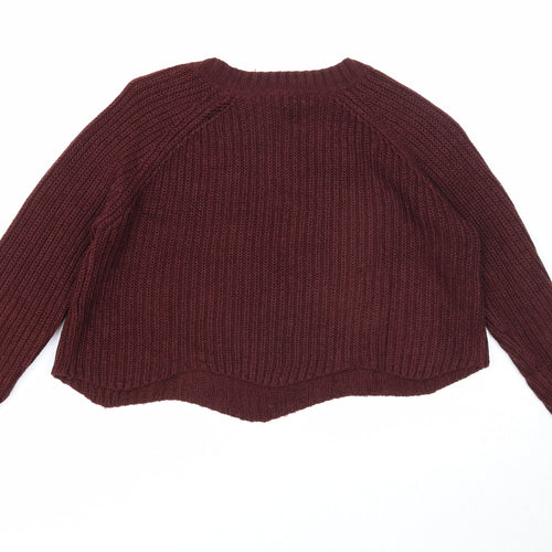 New Look Girls Purple Round Neck Acrylic Pullover Jumper Size 10-11 Years Pullover