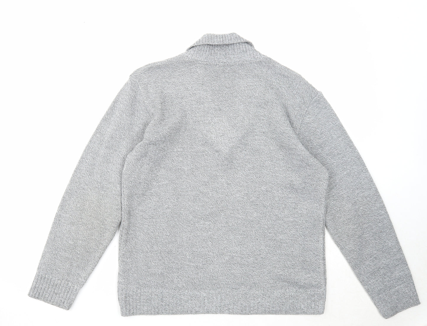 Bellisimo Mens Grey V-Neck Acrylic Pullover Jumper Size S Long Sleeve