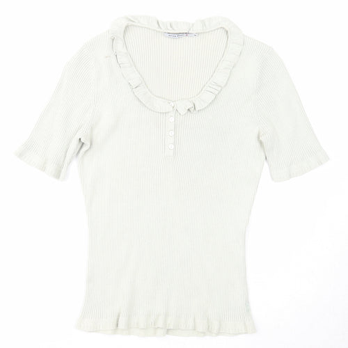 RIVER WOODS Womens Grey Cotton Basic T-Shirt Size 14 Round Neck