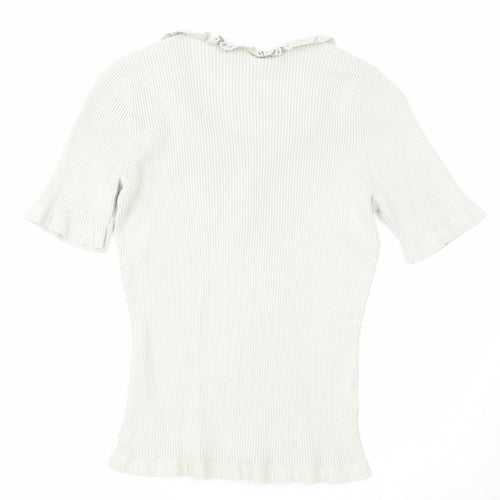 RIVER WOODS Womens Grey Cotton Basic T-Shirt Size 14 Round Neck