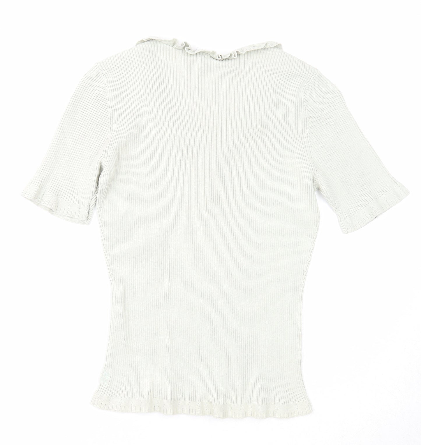 RIVER WOODS Womens Grey Cotton Basic T-Shirt Size 14 Round Neck