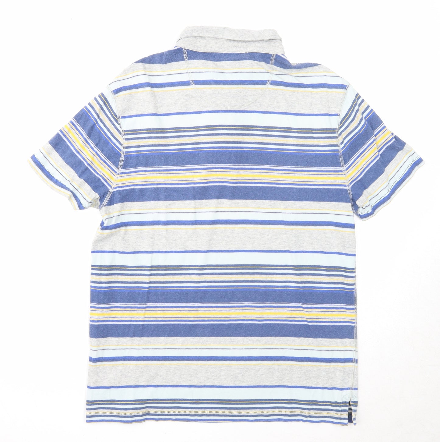 Marks and Spencer Mens Multicoloured Striped Cotton Polo Size M Collared Button