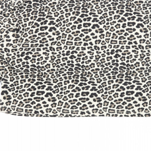 Divided Womens Beige Animal Print Cotton Basic T-Shirt Size M Round Neck - Leopard Print