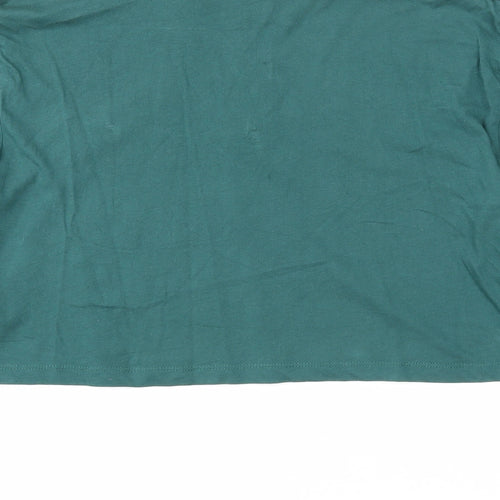 ASOS Womens Green Cotton Cropped T-Shirt Size S Mock Neck - Global Revolution
