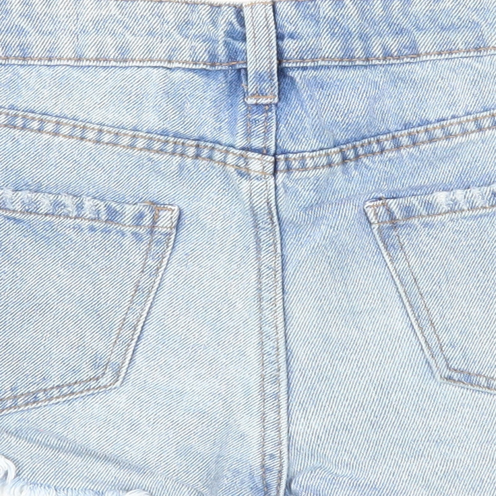 New Look Womens Blue Cotton Hot Pants Shorts Size 8 Regular Zip