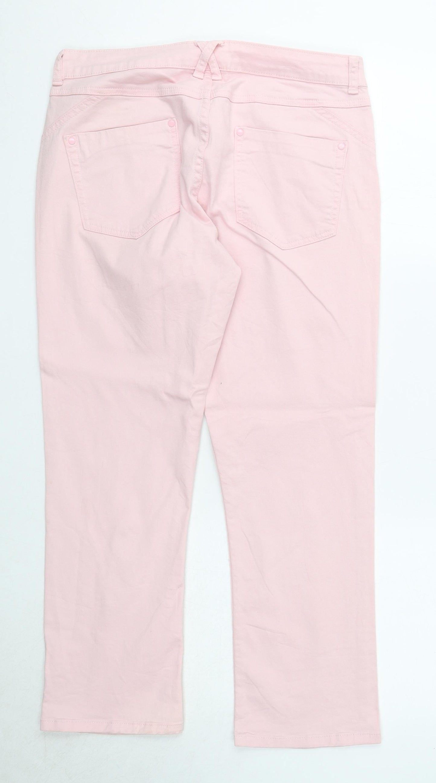Gina Womens Pink Cotton Straight Jeans Size 14 Regular Zip
